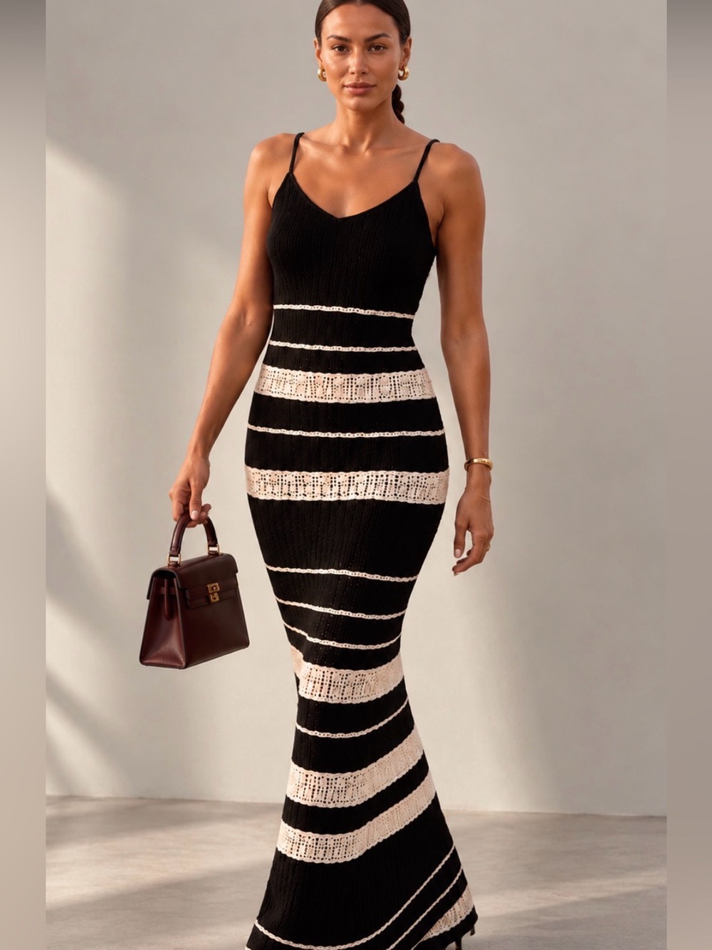 ABERCROMBIE & FITCH Crochet Striped Maxi Dress XS